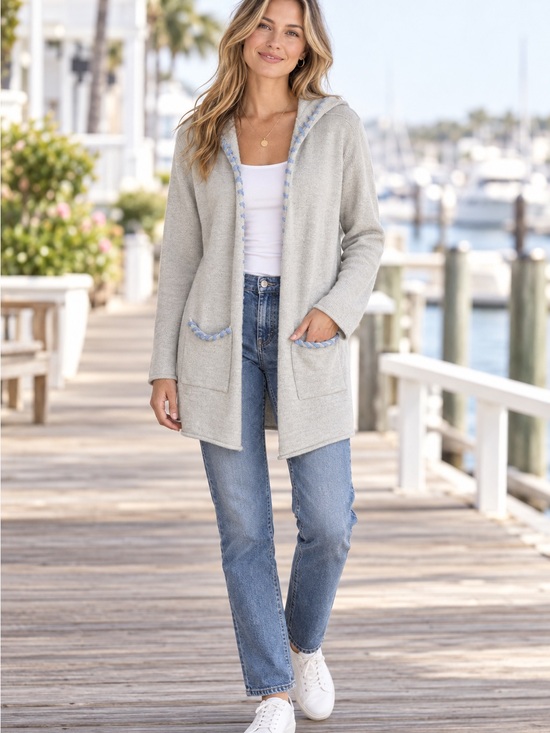 Soft Surroundings Sweaters - Soft Surroundings Hooded Open Front Cardigan Sweater | XL